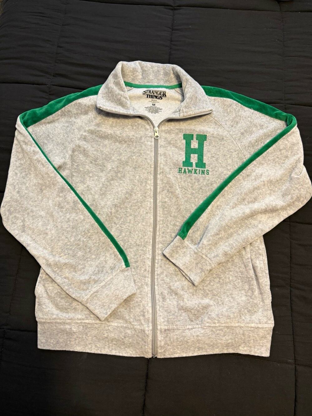 Stranger Things Hawkins Logo Full Zip Fleece Sweatshirt w/ Pockets M